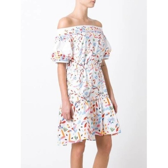 Peter Pilotto Dresses & Skirts - $1200 Peter Pilotto Off-The-Shoulder Dress 8 White Multi Abstract Ruffle Mini